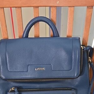 Lodis Blue Satchel with Structured Design and Top Handles